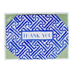 Fretwork Blue Thank You Notes - 8 Note Cards And Envelopes