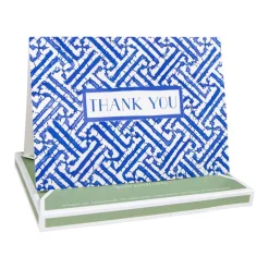 Fretwork Blue Thank You Notes - 8 Note Cards And Envelopes