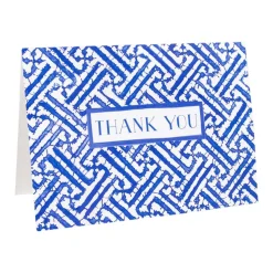 Fretwork Blue Thank You Notes - 8 Note Cards And Envelopes