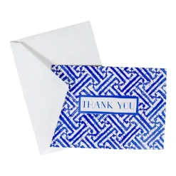 Fretwork Blue Thank You Notes - 8 Note Cards And Envelopes