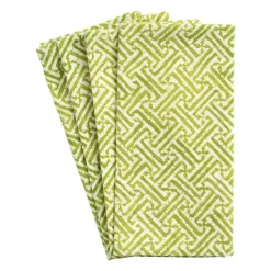 Fretwork Cloth Dinner Napkins in Green - Set of 4