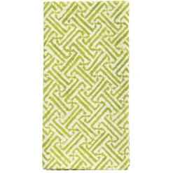 Fretwork Cotton Dinner Napkins in Green & White - Set of 4
