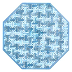 Fretwork Octagonal Lacquer Placemat in Blue - 1 Each