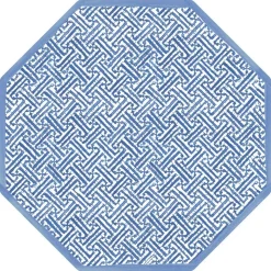 Fretwork Octagonal Lacquer Placemat in Blue - 1 Each