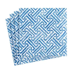 Fretwork Paper Cocktail Napkins in Blue - 20 Per Package