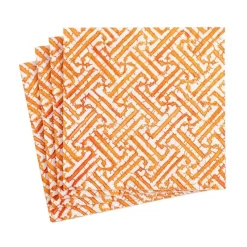 Fretwork Paper Cocktail Napkins in Orange - 20 Per Package