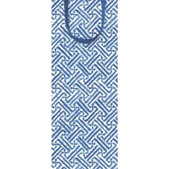 Fretwork Wine & Bottle Gift Bag in Blue - 1 Each