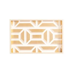 Garden Gate Lacquer Vanity Tray in White & Gold - 1 Each