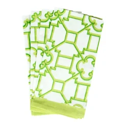 Garden Trellis Fabric Cotton Napkins in Green - Set of 4