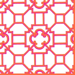 Garden Trellis Fuchsia & Orange Cloth Dinner Napkins - 4 Dinner Napkins