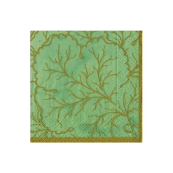 Gilded Majolica Celadon Boxed Cocktail Napkins - includes 12 Boxed Cocktail Napkins