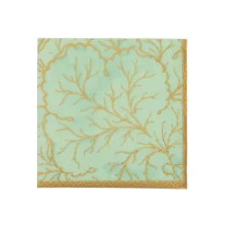 Gilded Majolica Celadon Cocktail Napkins - includes 12 Cocktail Napkins