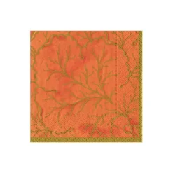 Gilded Majolica Coral Cocktail Napkins - includes 20 Cocktail Napkins
