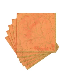 Gilded Majolica Coral Cocktail Napkins - includes 20 Cocktail Napkins