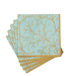 Gilded Majolica Saltwater Cocktail Napkins - includes 20 Cocktail Napkins