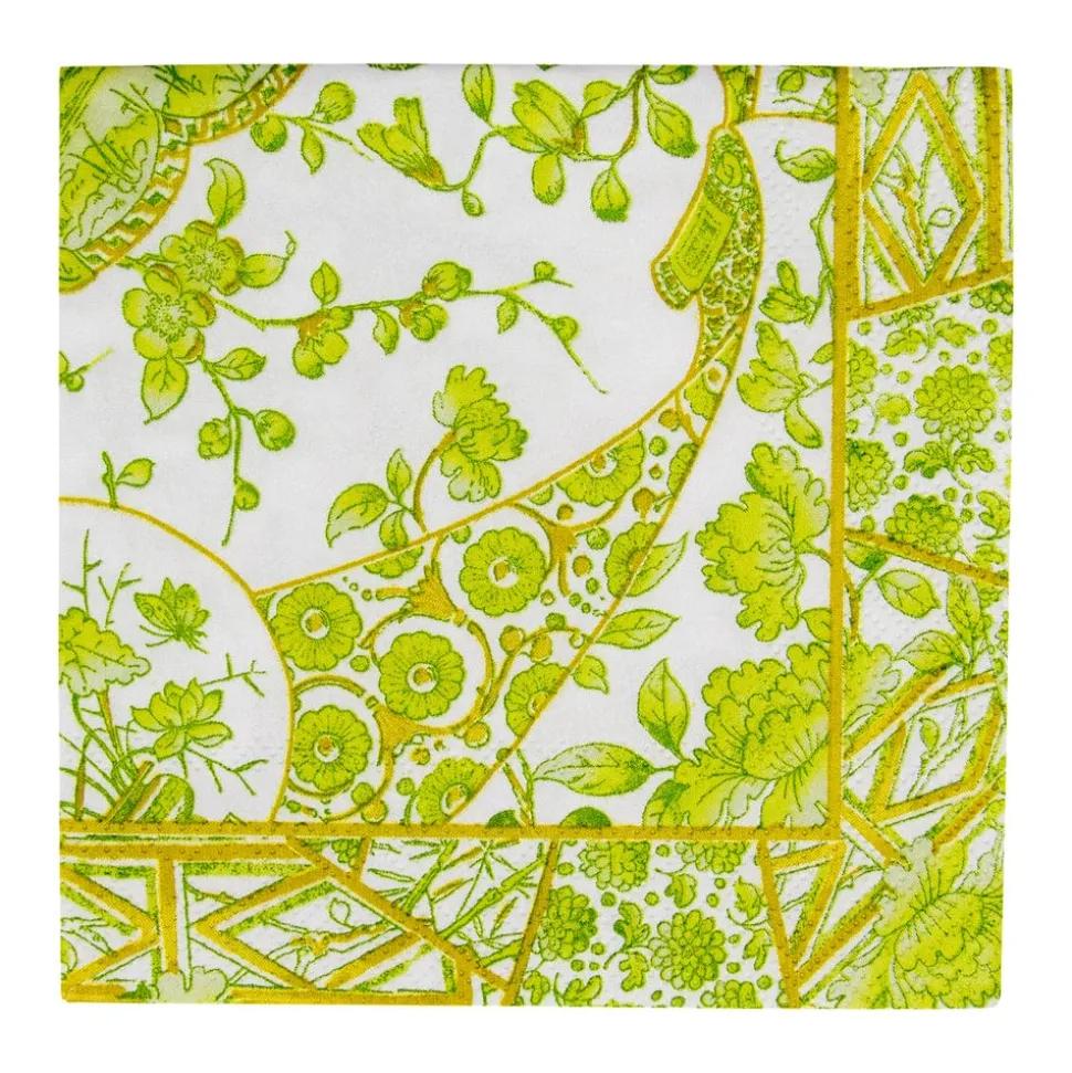 Gilded Porcelain Chartreuse Cocktail Napkins - 20 Per Package