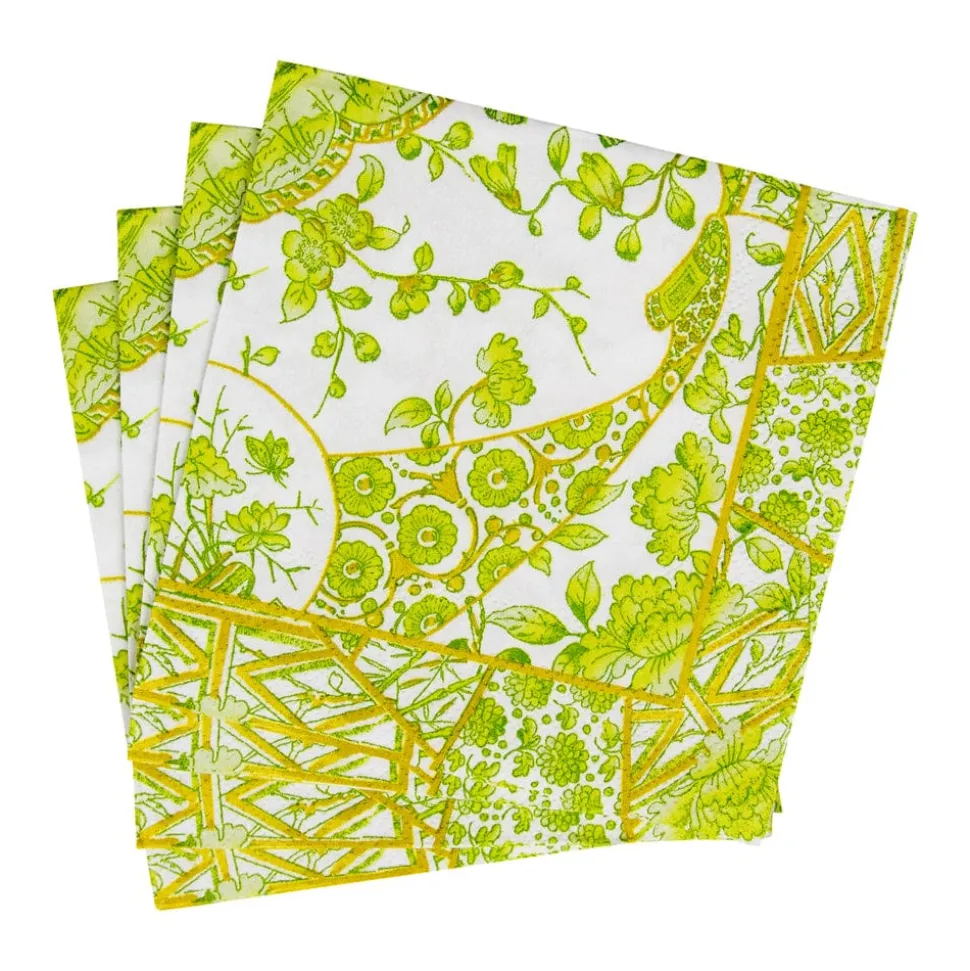 Gilded Porcelain Chartreuse Cocktail Napkins - 20 Per Package