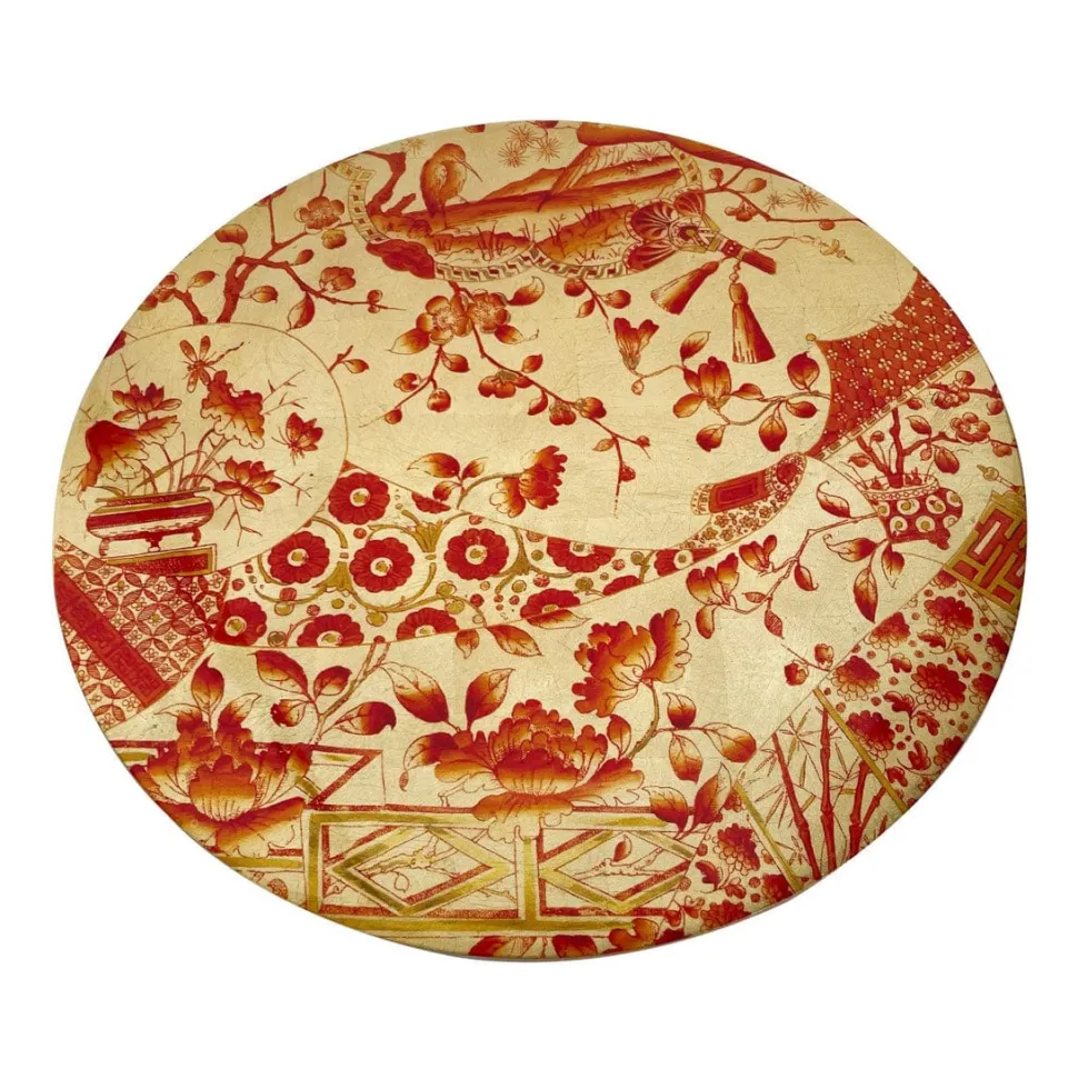Gilded Porcelain Coral & Gold Placemats - 1 Each