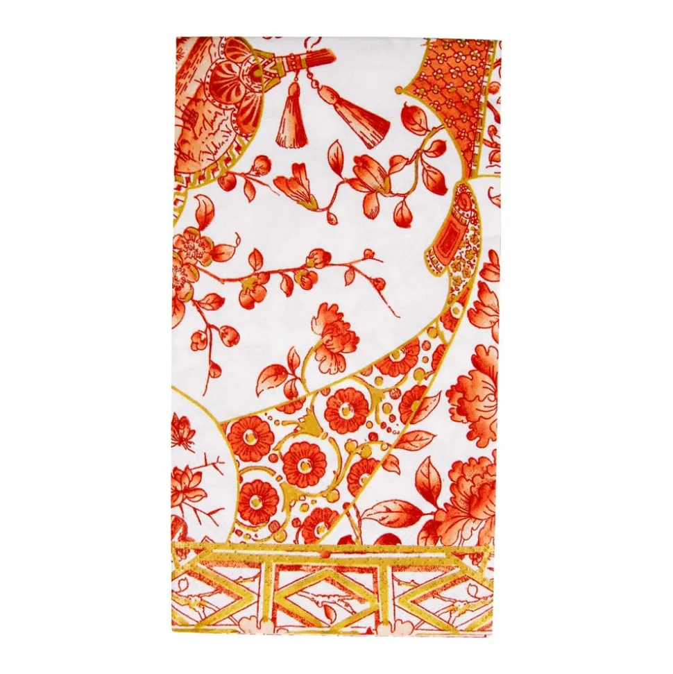 Gilded Porcelain Coral Guest Towel Napkins - 15 Per Package