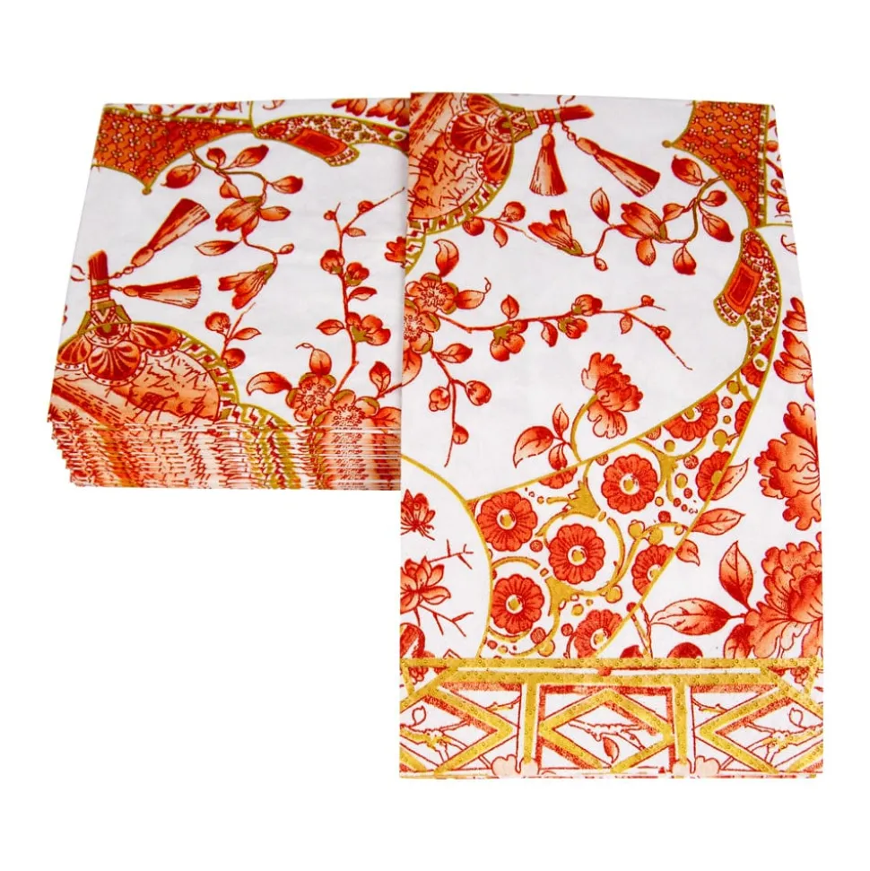 Gilded Porcelain Coral Guest Towel Napkins - 15 Per Package