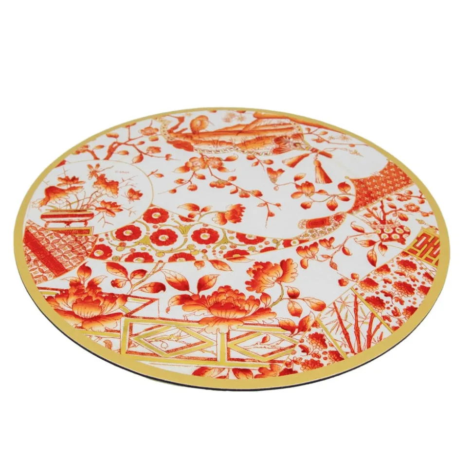 Gilded Porcelain Coral Hardback Placemat - 1 count