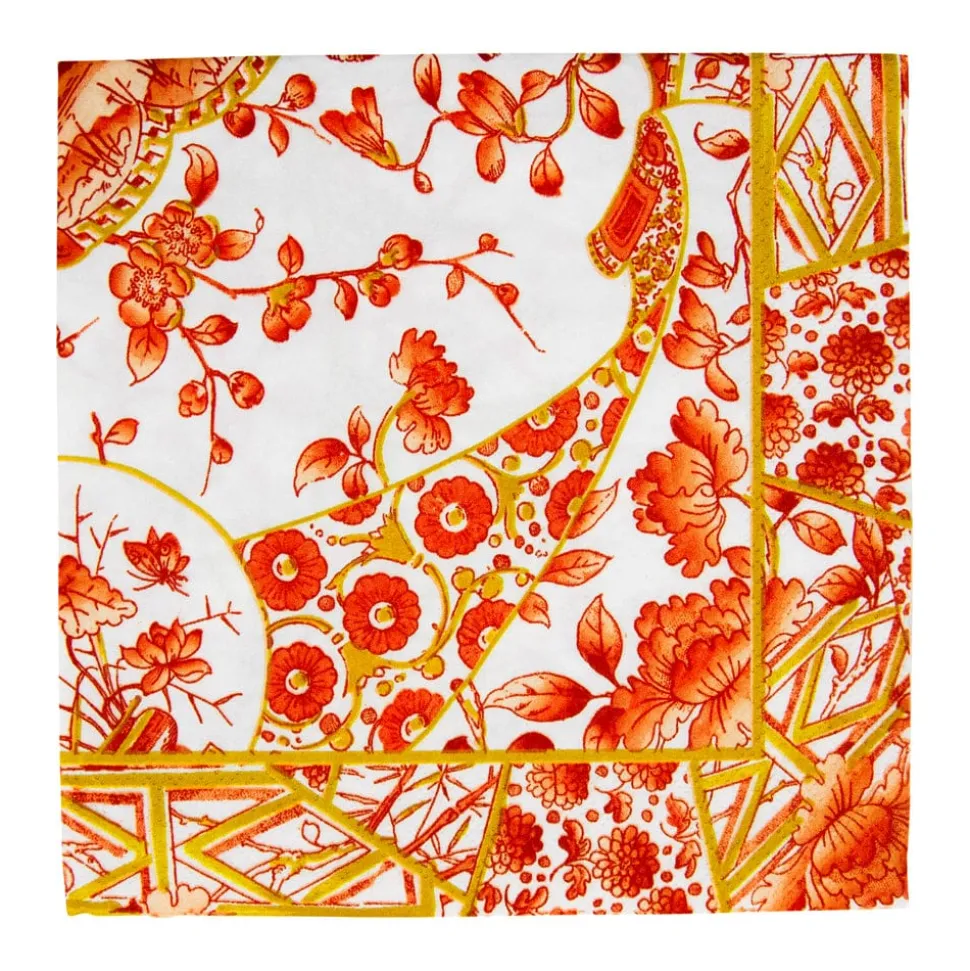 Gilded Porcelain Coral Luncheon Napkins - 20 Per Package