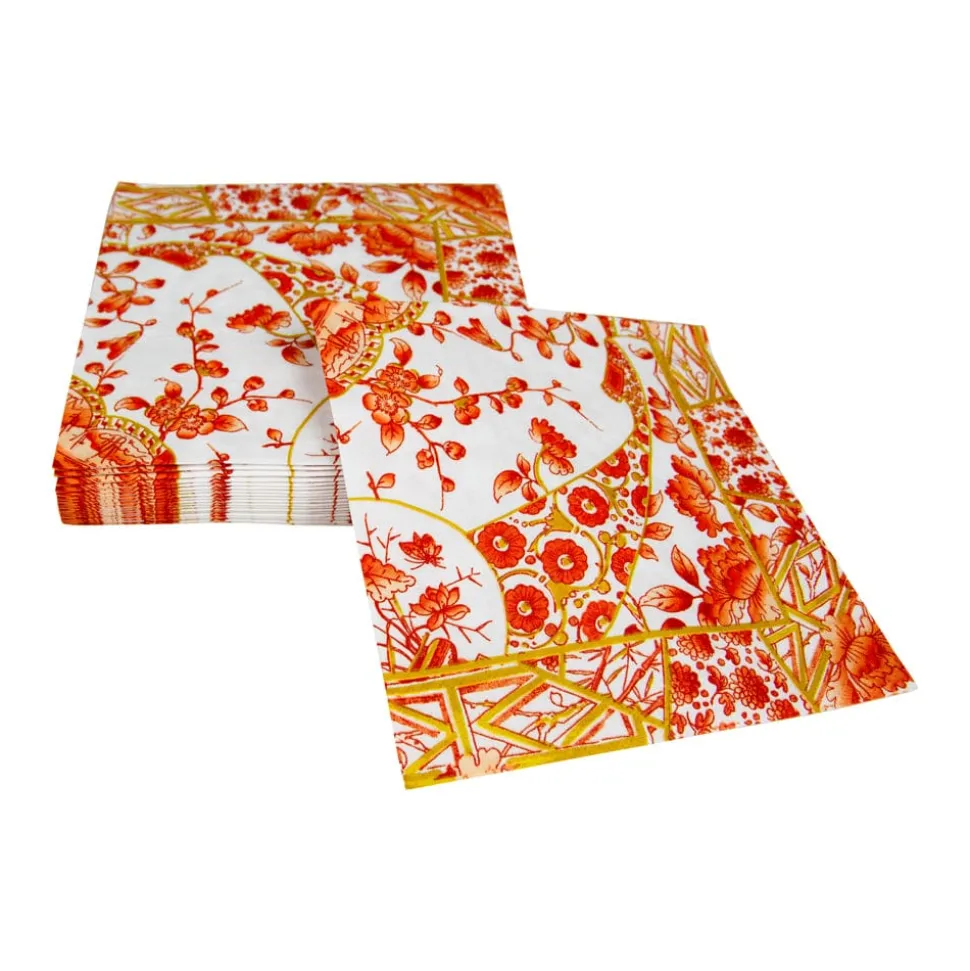 Gilded Porcelain Coral Luncheon Napkins - 20 Per Package