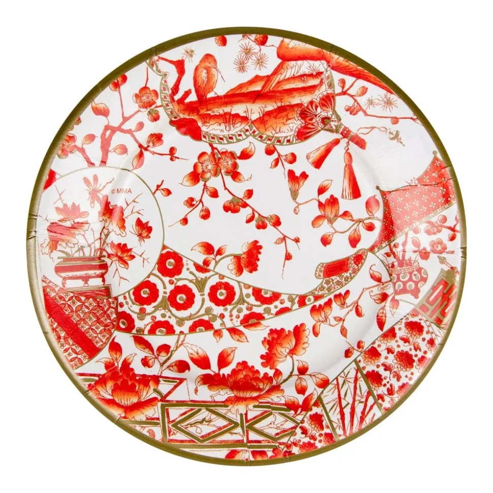 Gilded Porcelain Coral Paper Salad & Dessert Plates - 8 Per Package