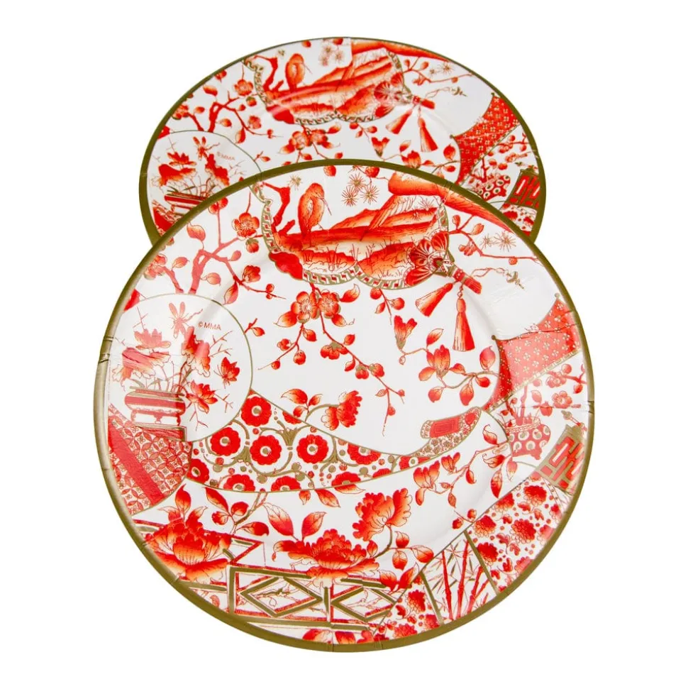 Gilded Porcelain Coral Paper Salad & Dessert Plates - 8 Per Package