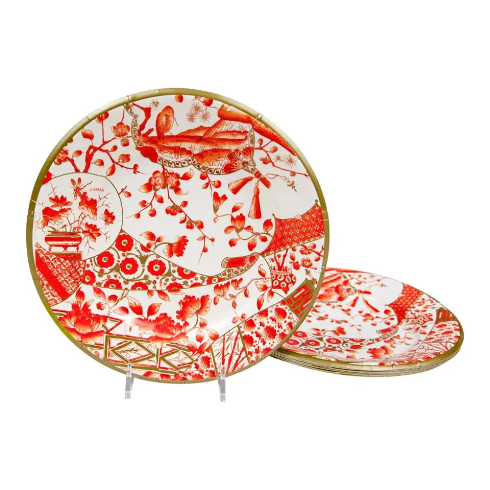 Gilded Porcelain Coral Paper Salad & Dessert Plates - 8 Per Package