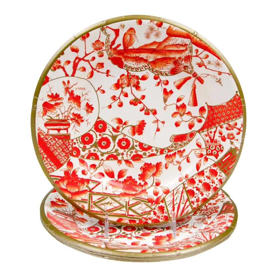 Gilded Porcelain Coral Paper Salad & Dessert Plates - 8 Per Package