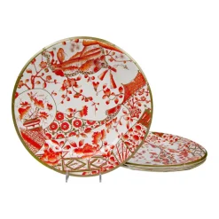 Gilded Porcelain Coral Paper Dinner Plates - 8 Per Package