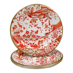 Gilded Porcelain Coral Paper Dinner Plates - 8 Per Package