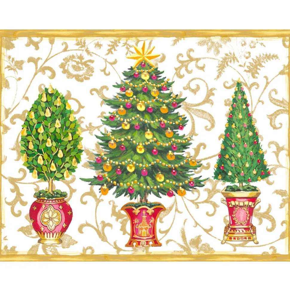 Gilded Trees Classic Boxed Christmas Cards - includes 15 cards & envelopes