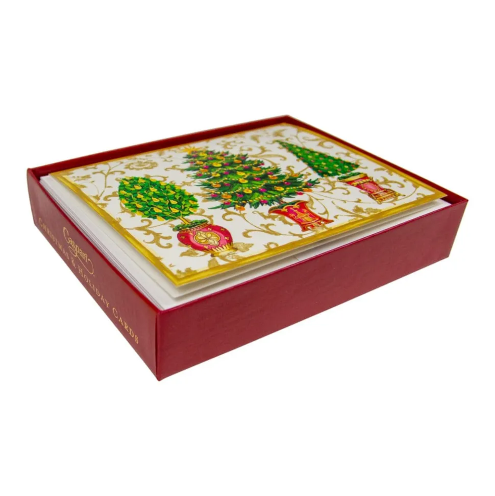 Gilded Trees Classic Boxed Christmas Cards - includes 15 cards & envelopes