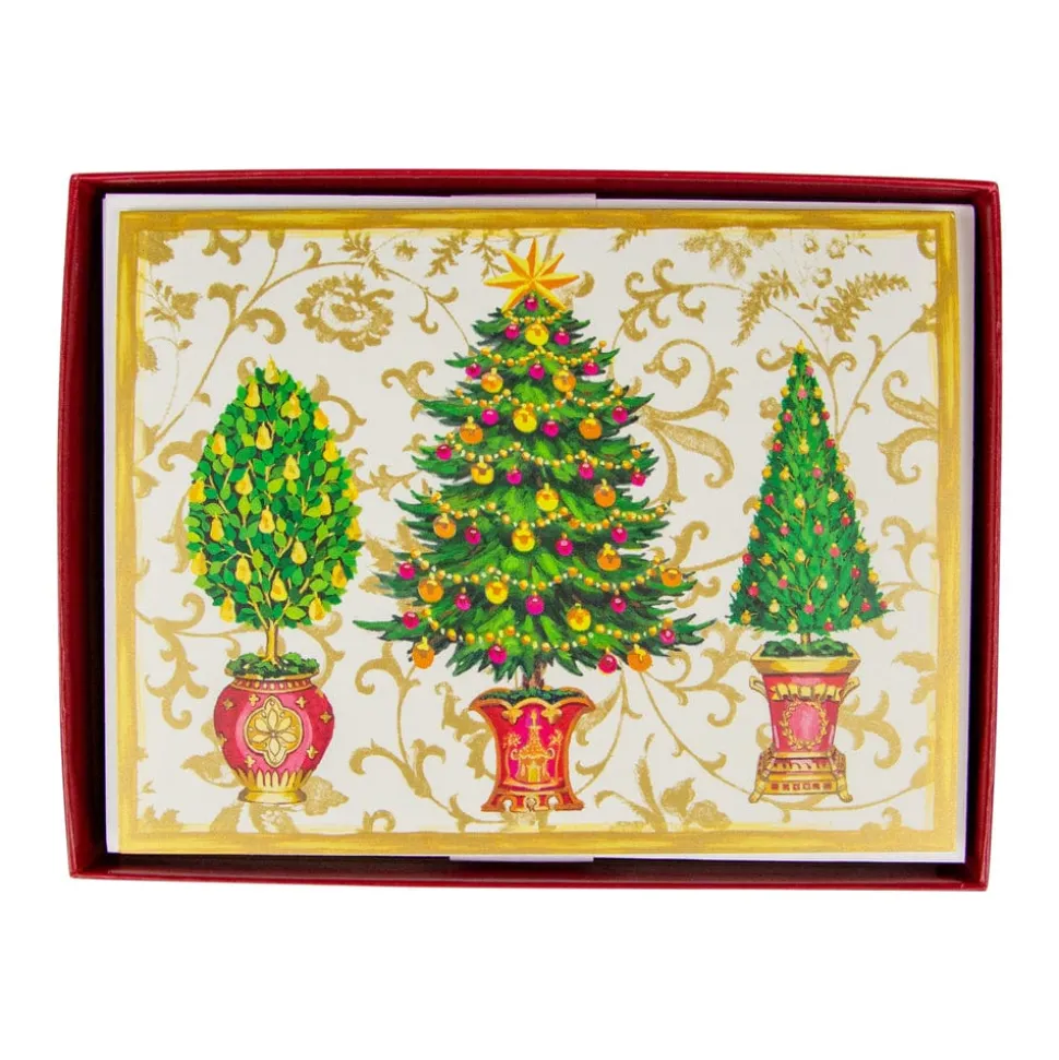 Gilded Trees Classic Boxed Christmas Cards - includes 15 cards & envelopes