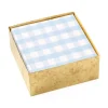 Gingham Boxed Paper Cocktail Napkins in Light Blue - 40 Per Box