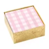 Gingham Boxed Paper Cocktail Napkins in Pink - 40 Per Box