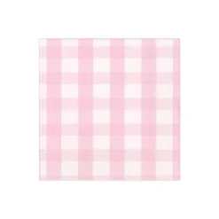 Gingham Paper Cocktail Napkins in Pink - 20 Per Package