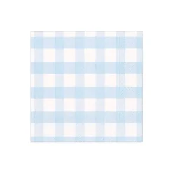 Gingham Paper Cocktail Napkins in Light Blue - 20 Per Package
