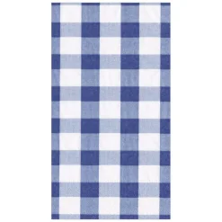 Gingham Paper Guest Towel Napkins in Blue - 15 Per Package