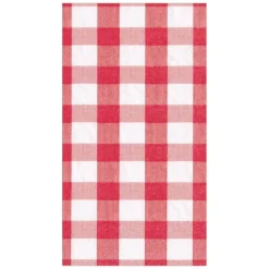 Gingham Paper Guest Towel Napkins in Red - 15 Per Package