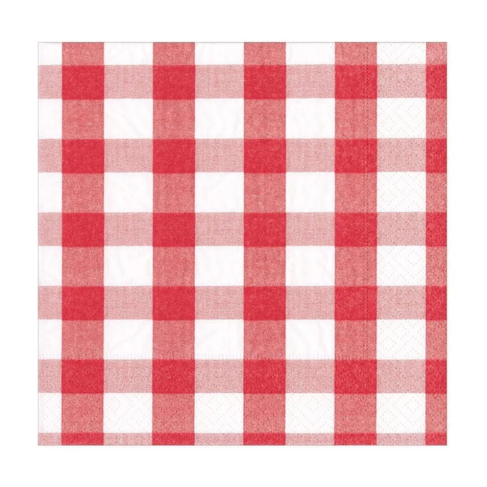 Gingham Paper Luncheon Napkins in Red - 20 Per Package