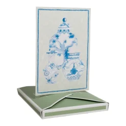 Glazed Porcelain Boxed Note Cards - 8 Note Cards & 8 Envelopes