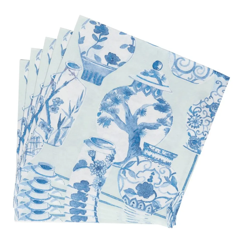 Glazed Porcelain Celadon Paper Linen Dinner Napkins - 12 Per Package