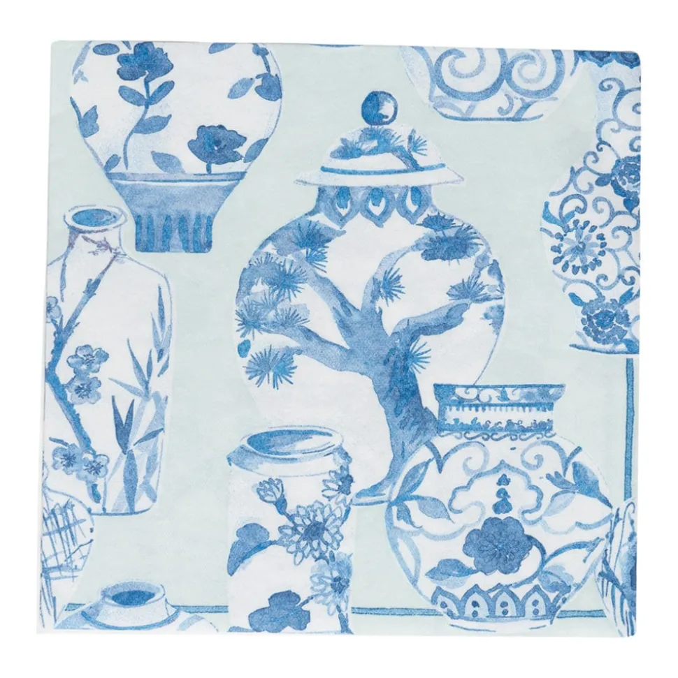 Glazed Porcelain Celadon Paper Linen Dinner Napkins - 12 Per Package