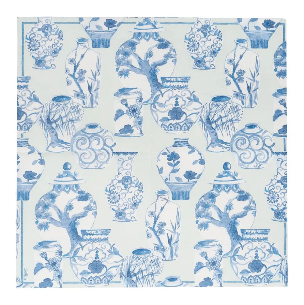 Glazed Porcelain Celadon Paper Linen Dinner Napkins - 12 Per Package
