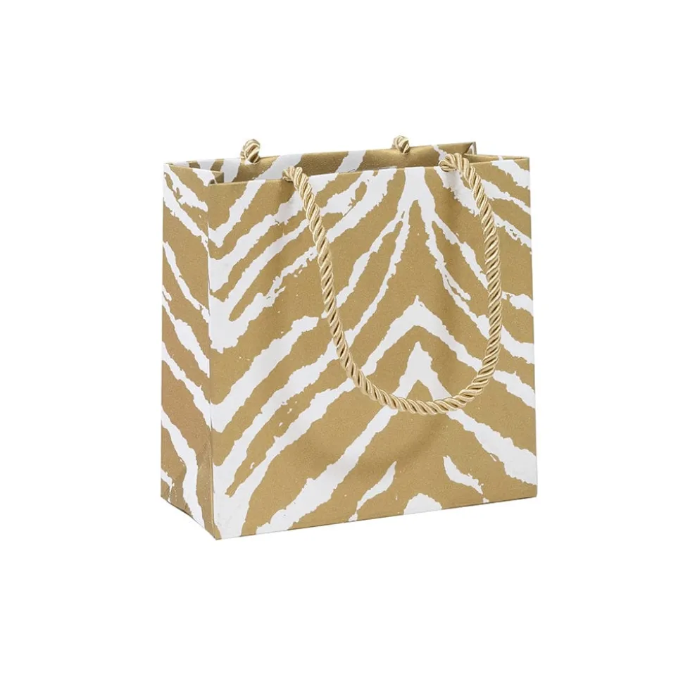 Go Wild Gold & White Small Square Gift Bag - 1 Each