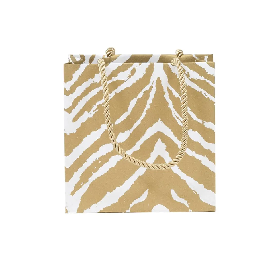 Go Wild Gold & White Small Square Gift Bag - 1 Each
