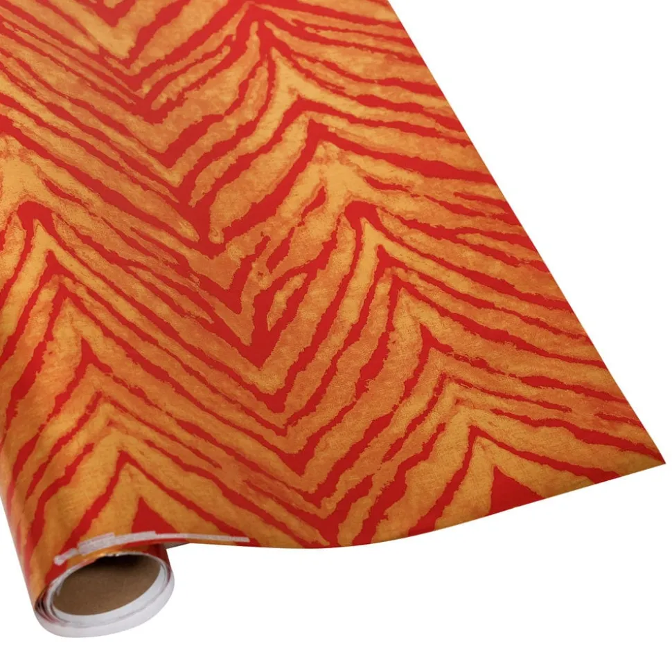 Go Wild Red & Gold Embossed Foil Gift Wrap - One 30" x 6' Roll